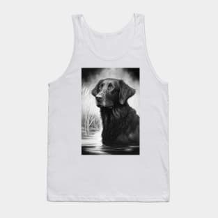 Flatcoated retriver black and white painting Tank Top